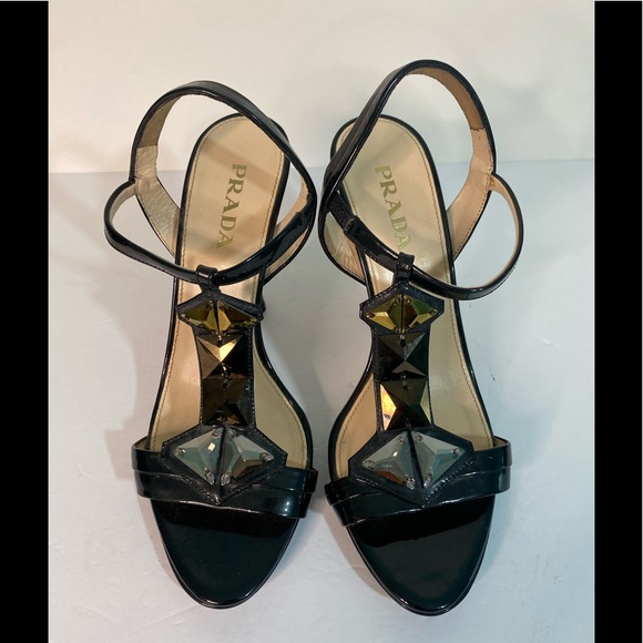 PRADA Embellished T-Strap Heels size 7.5 - Picture 2 of 14